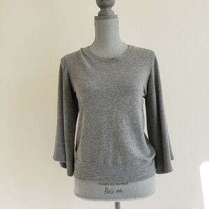 Monrow Wide or  Bell Sleeve Jersey Knit  Pullover‎ Sweatshirt in Grey Size XS